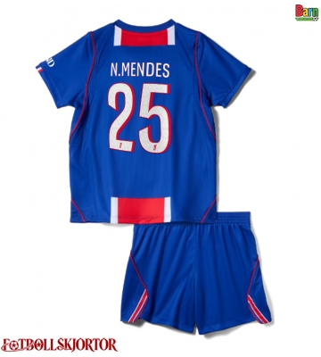Paris Saint-Germain Nuno Mendes #25 Hemmakläder Barn 2026-27 Kortärmad (+ Korta byxor)